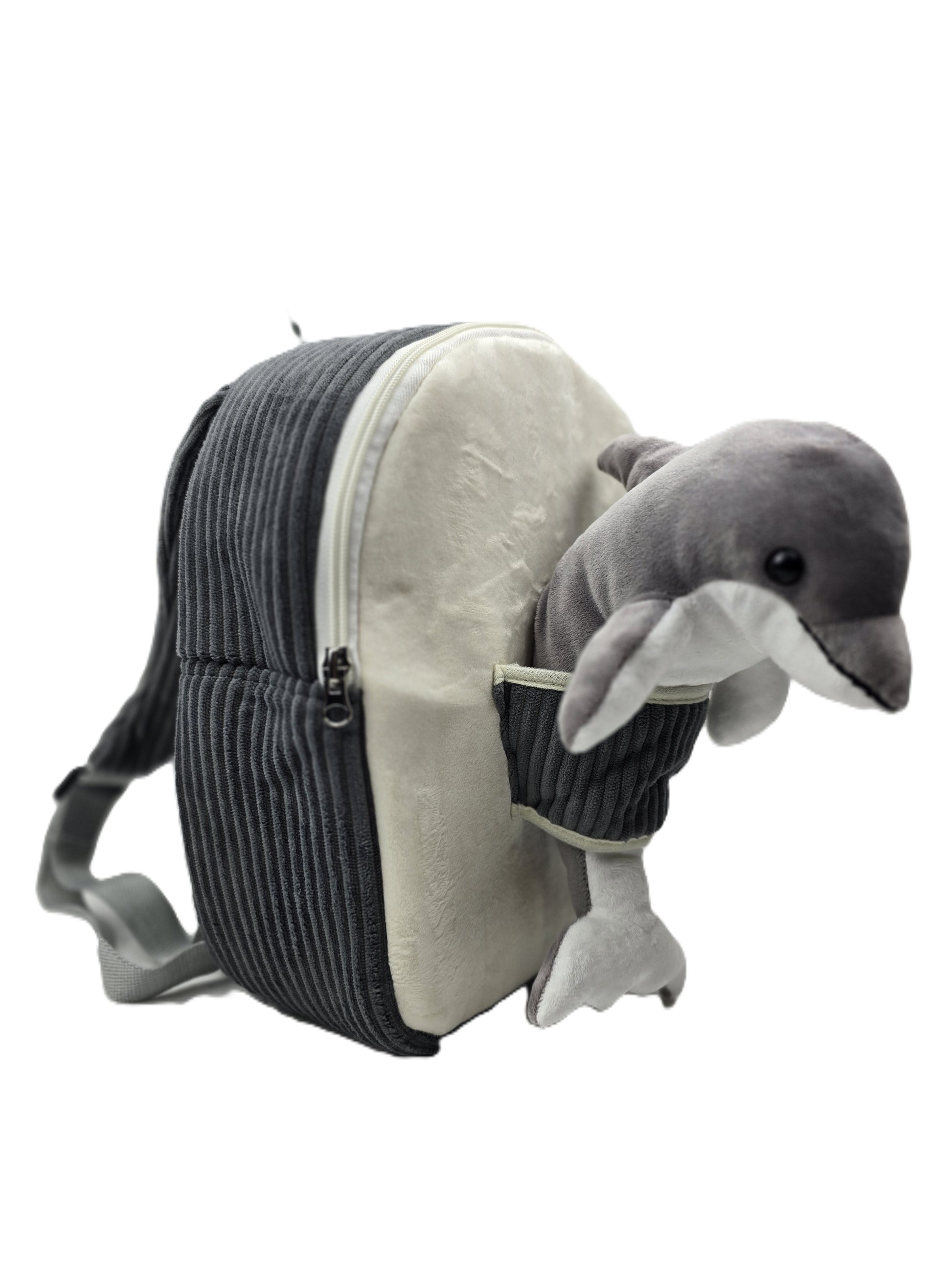 Grey Dolphin Backpack for Kids
