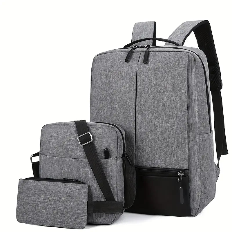 3pc Men's Large Capacity Travel Backpack