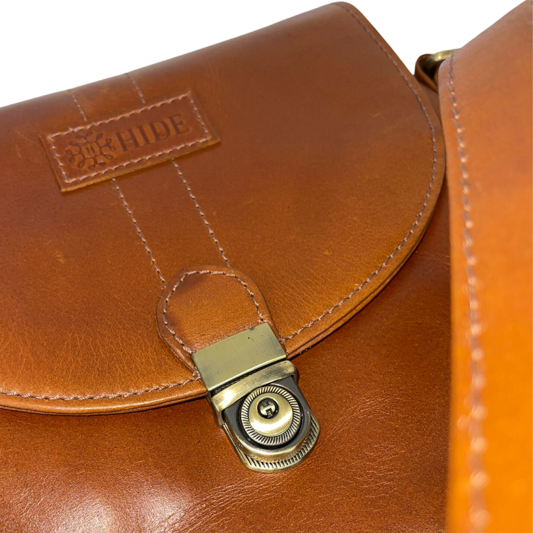 Brown Small Leather Messenger Bag