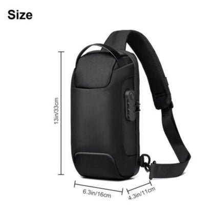 Anti-Theft Black Chest Bag Backpack with USB Charging Port